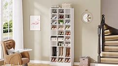 BYBLIGHT 70.86 in. H x 25.6 in. W White 30-Pairs Tall Shoe Storage Cabinet, 10-Tier Shoe Rack for Entryway BB-XK0289GX