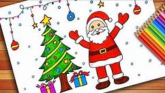 Christmas Drawing Easy | Santa Claus Drawing Easy | Christmas Painting | Christmas Tree Drawing Easy