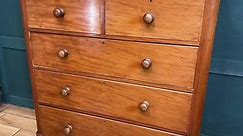 Antique Victorian Chest Of Drawers / Bedroom Storage / Mahogany Drawers Antique, Victorian chest of drawers. A Victorian mahogany chest, with two short over three long drawers, with moulded handles, on a plinth base Condition report-In good/used condition. The odd mark here and there, nothing new, all historical and blend well. Overall, a large and handsome set. Looks to have had a repair on one corner. Dimensions are approximately Length 115cm Width 48cm Height 116cm #chest #chestofdrawers #sto