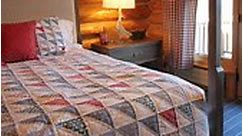 Our Americana bedding, a re-imagined traditional patchwork quilt in vintage-inspired red, white, and blue, played a role in setting the stage for this uniquely beautiful room. 🇺🇸🪵 Step into the warm embrace of log home living, where every corner tells a story of timeless charm and rustic elegance. 🪵 We like ensuring that each space we design becomes a sanctuary of comfort and style. From log cabin life to modern living, and everything in between, let our expertise guide your journey to a uni