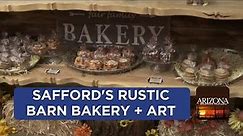 Safford's Rustic Barn Bakery, talking to muralist Brandt Woods