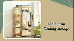 Bamboo Clothing Rack with 6 Tier Storage Shelf Multifunctional Garment Organizer Wardrobe Closet for Guest Room Kids Baby Bedroom Entryway