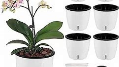 6 Pack-6.7 Inch Self Watering Plant Pot for Indoor Plants with Water Indicator,Large White African Violet Pot with Wick Pot,Self-Watering Planters for Devil's Ivy,Orchid Planter for Home