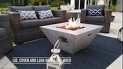 34" Outdoor Propane Gas Fire Pit Table Square Bowl in Gray