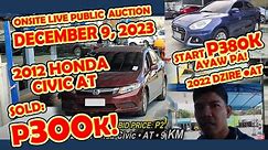 460K PICK UP AYAW PA! | DEC. 9, 2023 | LIVE PUBLIC AUCTION DITO SA HMR | BUY & SELL PASOK! BUY NOW!