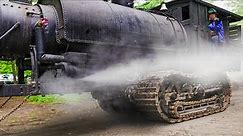 Starting a Massive Steam Tractor Built With Tank Style Tracks