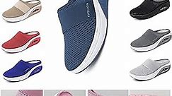 Women's Air Cushion Slip-On Walking Shoes-Orthopedic Diabetic Walking Shoes, Breathable with Arch Support Knit Casual Shoes, Casual Platform Mesh Sandals (Dark Blue,43/US 11)