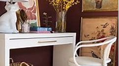 Here's How Samantha used BeautiTone paint to transform her old vanity into a romantic nook. The red-brown Heartfelt pairs beautifully with shades of pink, so Sam also painted three lampshades in complementary blush hues. BeautiTone Paint: ❤️On walls: Heartfelt (TR24-1-3) ❤️Above plate rail and on ceiling: Hope (TR24-8-1) ❤️On lampshades: The Sweetest Thing (DR81-1), Miniature Posy (A8-6-0118-0) and Prophetess (A4-3-0079-4) 📸: @samamthapynn on Instagram #HeresHow #BeautiTone #BeautiTonePaint #Pa
