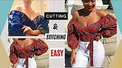 EASY Off shoulder Wrap Crop Top tutorial || Beginner blouse sewing tutorial || DIY
