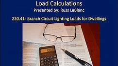 220.41 Branch Circuit Lighting Loads for Dwellings
