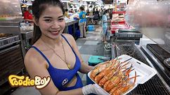 Amazing Grilled Prawns! Seafood Market in Thailand