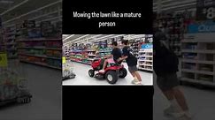 Driving a lawn mower in Walmart prank