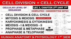 Cell division | Cell Cycle | Mitosis | Meiosis | L-3 Ch-2 Unit 1 hap 1st semester | Carewell Pharma