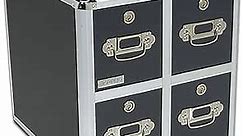 Vaultz CD Case Holder - File Cabinet CD Rack w/ 4 Drawers and Key Locks, 8 x 14.5 x 15.5 Inch DVD Organizer and CD Storage Box - Black