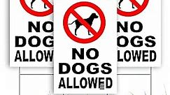 3 PC No Dogs Allowed Sign with Stake - 8 x 12 Coroplast DOUBLE SIDED No Pets Allowed Sign - Keep Dogs Off Lawn Sign - No Pooping Dog Sign for Yard