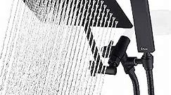 G-Promise All Metal Dual Square Shower Head Combo | 8" Rain Shower Head | Handheld Shower Wand with 71" Extra Long Flexible Hose | Smooth 3-Way Diverter | Adjustable Extension Arm