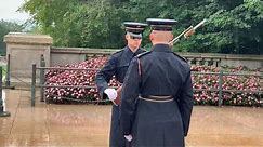 Changing of the Guard Arlington National Cemetery in Rain and 100 degree Temperatures