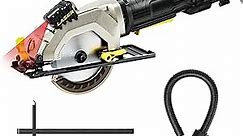 Mini Circular Saw, 4.8 Amp 4-1/2 Inch Compact Circular Saw, 3700RPM, Electric Circular Saws with Laser Cutting Guide, Perfect for Wood, Tile and Plastic Cuts