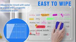 Lexvlic Acrylic Calendar for Fridge, N52 Strong Magnet Refuse Refrigerator Scratches, Easy to Keep Track of Schedule, 15.7"x11.8" Clear Calendar for Fridge, 6 Colors Dry Erase Markers (Monthly)