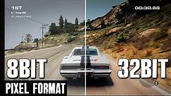 8Bit Vs 32Bit - Pixel Format Comparison (Difference Between 2.222 and 1.000)