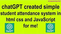 chatGPT created simple student attendance system in html CSS and JavaScript | all programming hindi