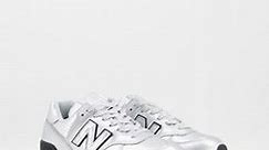 New Balance 574 metallic sneakers in silver | ASOS