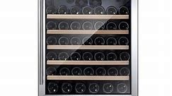 24 in. Single Zone 52-Bottle Built-In and Freestanding Wine Chiller Refrigerator in Stainless Steel - Bed Bath & Beyond - 34198501
