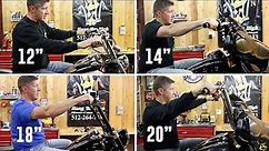 8 Ape Hangers on 8 Different Harley Davidsons - Comparing 10" to 20" Tall Handlebars