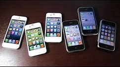 iPhone 5 VS iPhone 4S VS iPhone 4 VS iPhone 3Gs VS iPhone 3G VS iPhone 2G Comparison Test