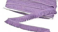 Craftdady 27 Yards 25mm Polyester Fringe Trim 1 Inch Fabric Lace Trim Tassel Light Purple for Sewing Craft Dress Clothing Decoration