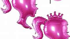 2PCs Premium Large 32 Inch Princess Head Balloon Hot Pink Balloon - Party Decorations Photo Booth Box Balloon Arch Barbie Backdrop for Girls Birthday