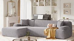 Churanty Convertible Modular Sectional Sofa L Shaped Reversible Couch Chenille Sleeper Combination Sofa for Living Room,Gray(No Metal Frame,Foam Pocket spring Fill)