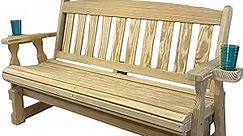 CAF Amish Heavy Duty 800 Lb Mission Pressure Treated Porch Glider with Cupholders (4 Foot, Unfinished)
