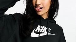 Nike Club Fleece graphic cropped hoodie in black  | ASOS