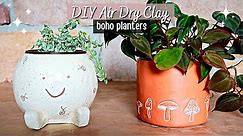 Boho Air Dry Clay Pots for Plants | Mushroom Planter & Urban Outfitters inspired planter