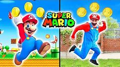 Super Mario Vs Real Life Mario (Super Mario Bros Level side by side Comparison)