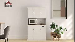 HOMCOM 71" Buffet with Hutch, Modern Kitchen Pantry Storage Cabinet with Microwave Oven Countertop, Drawer, and Cupboard, White