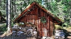 Two stories Log cabin Tree house Survival, bushcraft in the wilderness.