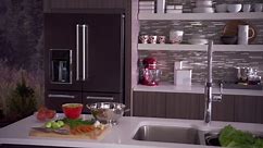 KitchenAid 25.8 cu. ft. French Door Refrigerator in Black Stainless with Platinum Interior KRMF706EBS