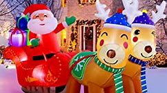 Christmas Inflatable Decorations, ZALALOVA 7 Ft Christmas Inflatable Santa on Sled with Two Cute Reindeer Blow up LED Lights for Indoor Outdoor Yard Lawn Xmas Decoration