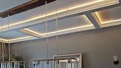 Easy Crown Molding, did this ceiling for under a $1000 with the LED back-lghting.#easycrownmolding #led #diy #peelandstick #ceilings