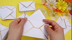 200 Pack Mini Gift Card Envelopes Small White V Flap Envelopes with Gold Border, Blank Note Cards, Business Wedding Invitations 4 x 2.7 Inches