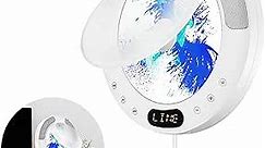 Circular CD Player with Bluetooth, Wall Mountable CD Player with Built-in HiFi Speaker Portable CD Player Support USB/AUX Detachable Bracket Dust Cover Remote Control (Without Battery)