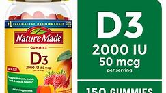 Nature Made Vitamin D3 2000 IU (50 mcg) Per Serving Gummies, Dietary Supplement for Bone and Immune Health Support, 150 Count