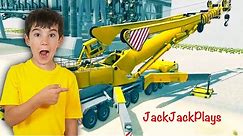 Playing Truck Game with Crane! GIANT Machines | JackJackPlays