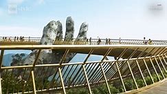 Giant hands cradle new bridge in Vietnam