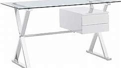 Modway Sector 56" Modern Glass Top Office Desk in White