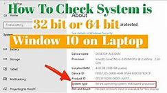 How To Check 32 bit or 64 bit on Windows 10 in Laptop | Know The System is 32 bit or 64 bit