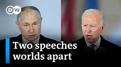 What were the key messages in Biden’s and Putin’s speeches