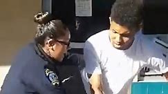 Female cop arrested male teenager over bike on sidewalk